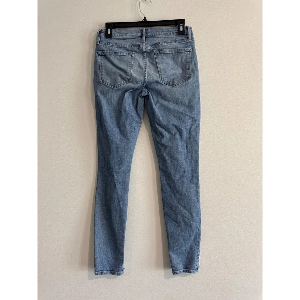 FRAME Le Skinny de Jeanne‎ Women 28 Light Blue Distressed Stepped Frayed Hem